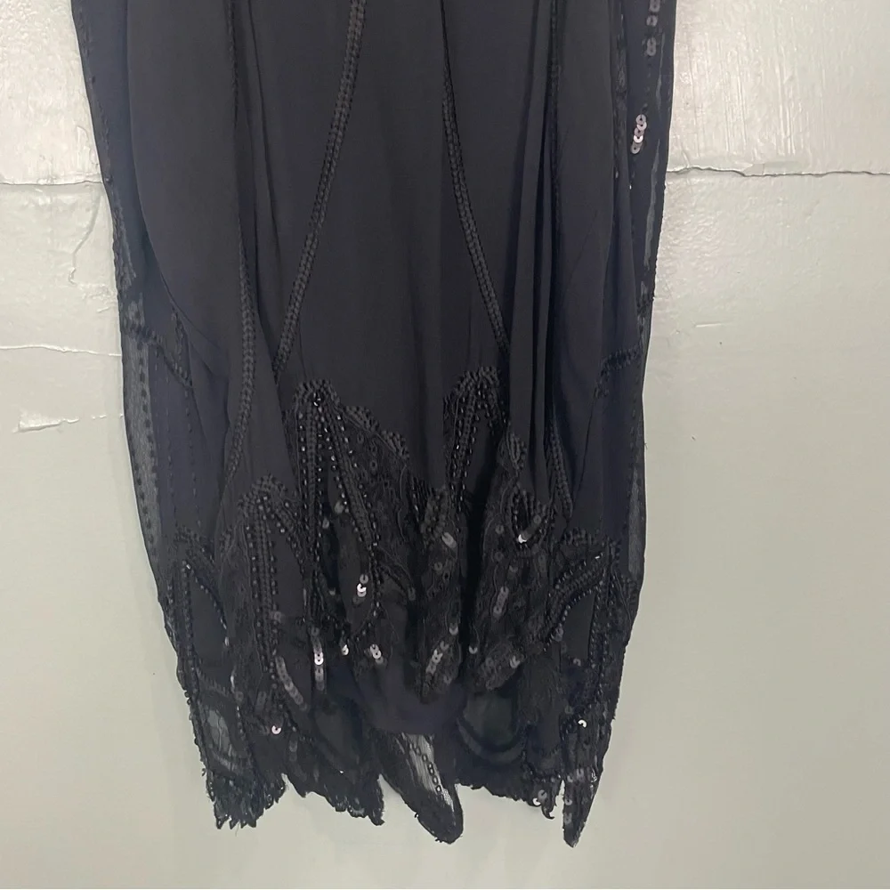 Free People Blooms At Night Mini Dress‎ Sequence Beaded Women Sz XS Black Lined